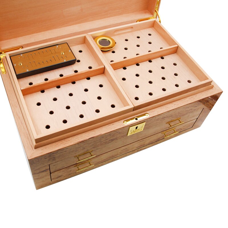 Luxury Cedar Cigar Humidor Box - Paris Design