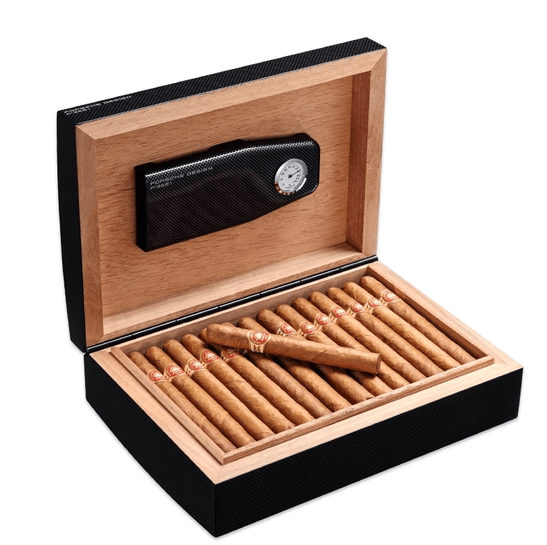 Luxury Carbon Fiber Cigar Humidor - 50 Count