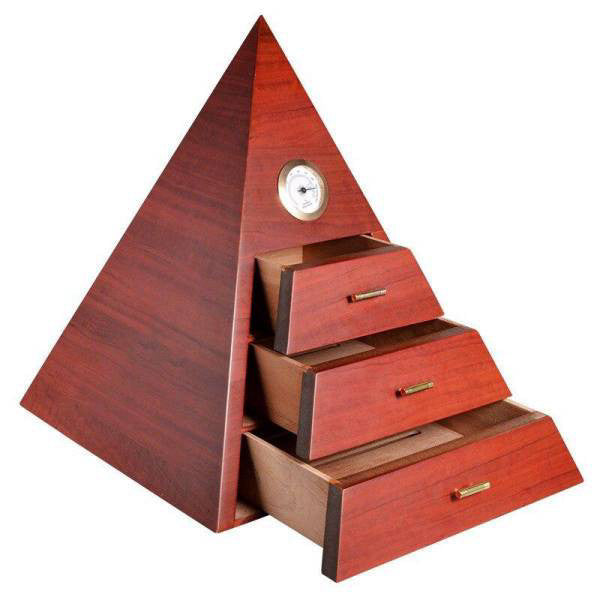 Luxury Pyramid Cigar Humidor with Hygrometer