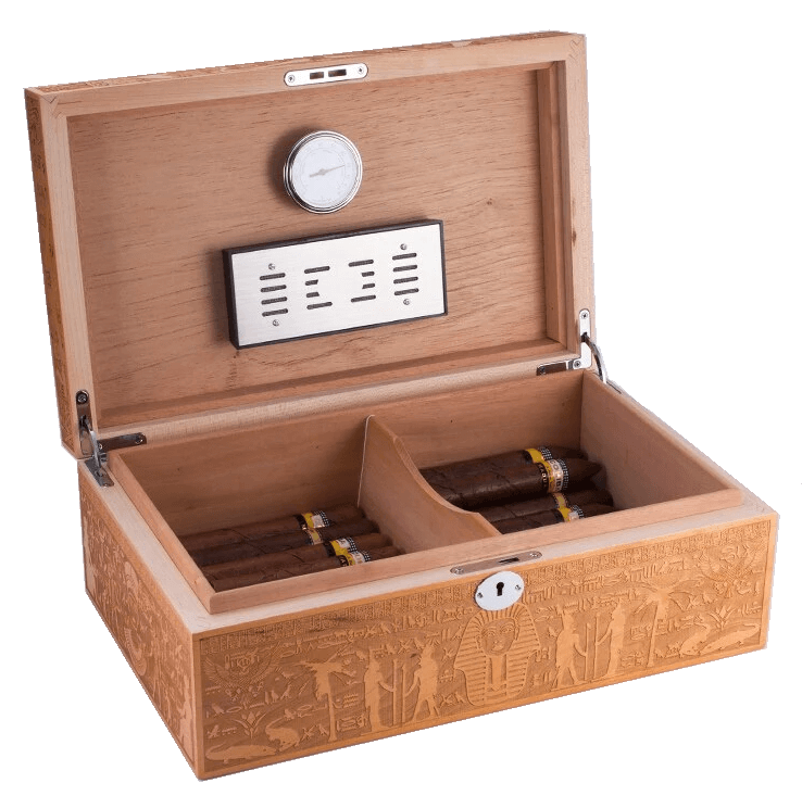 Luxury Cigar Humidor Box with Egyptian Engravings