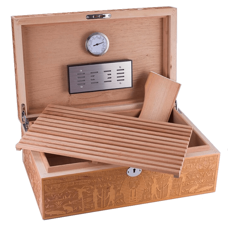 Luxury Cigar Humidor Box with Egyptian Engravings