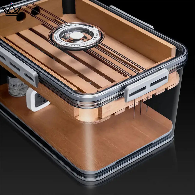 Transparent Cigar Humidor Box with Hygrometer