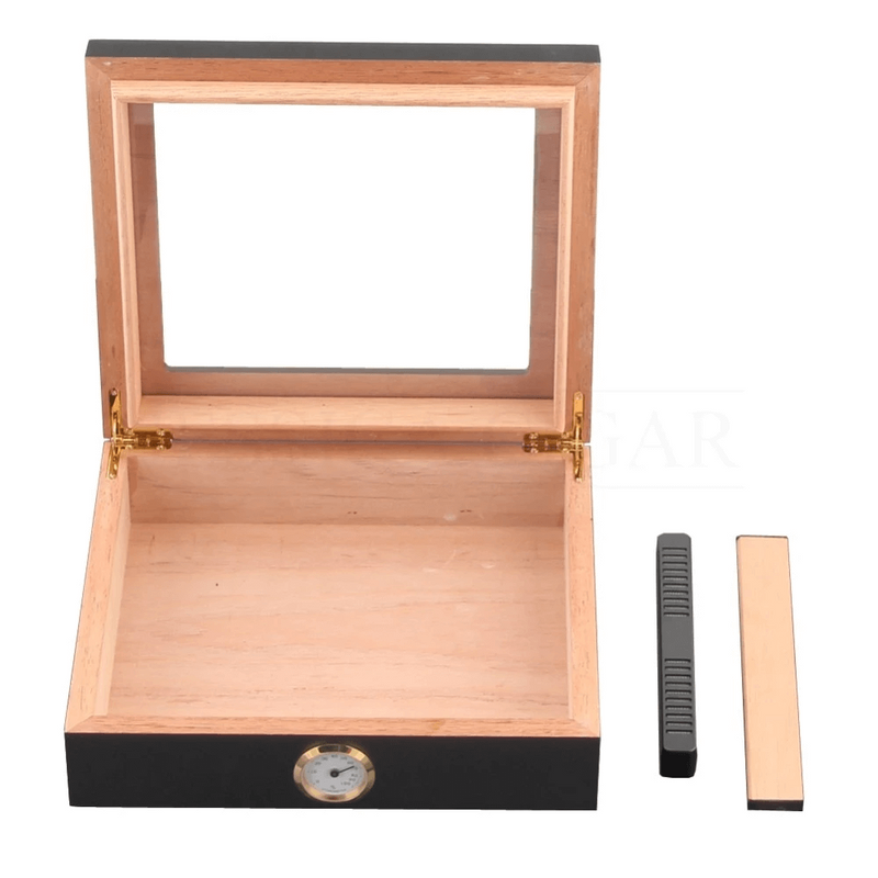 High-End Glass Cigar Humidor Box for 25 Cigars