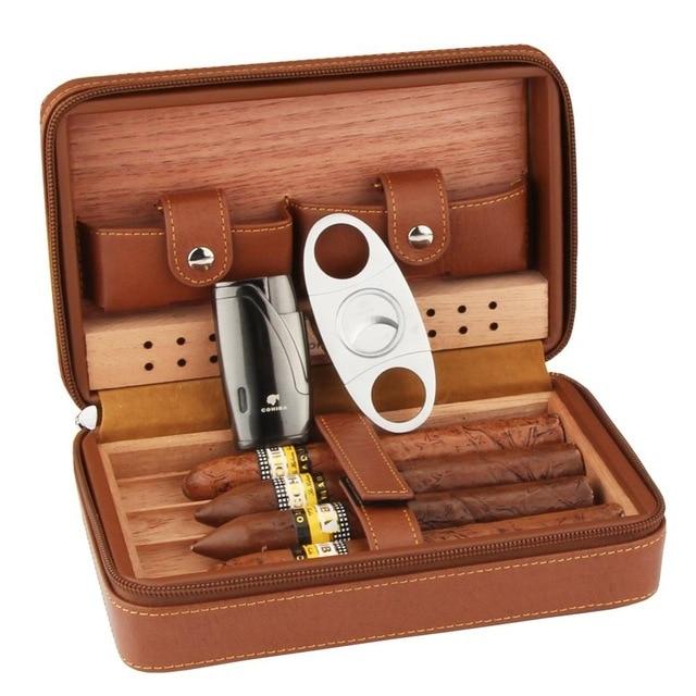 Travel Cigar Humidor Box with Built-in Humidifier