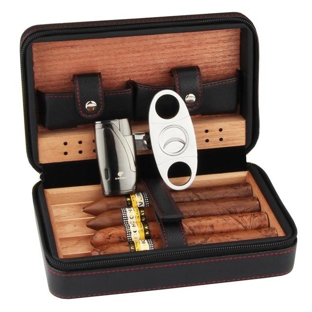 Travel Cigar Humidor Box with Built-in Humidifier