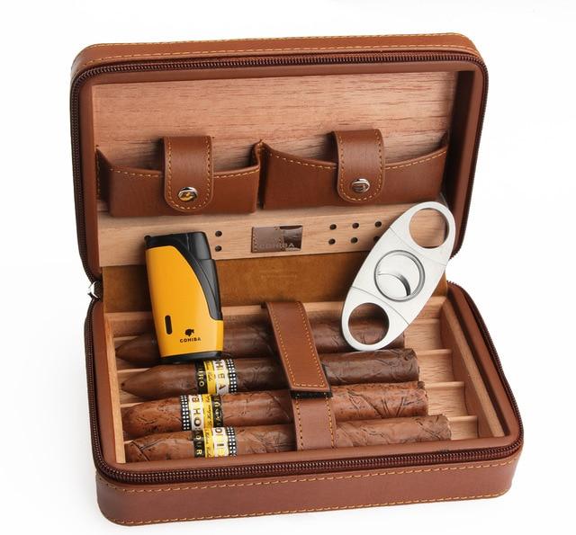 Travel Cigar Humidor Box with Built-in Humidifier