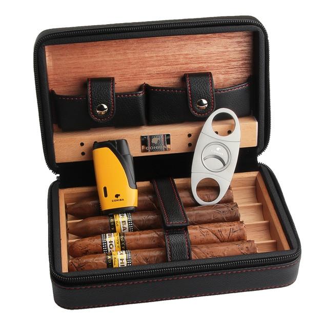 Travel Cigar Humidor Box with Built-in Humidifier