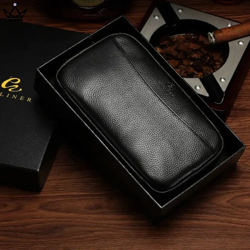 Travel Leather Cigar Humidor Box for 5 Cigars