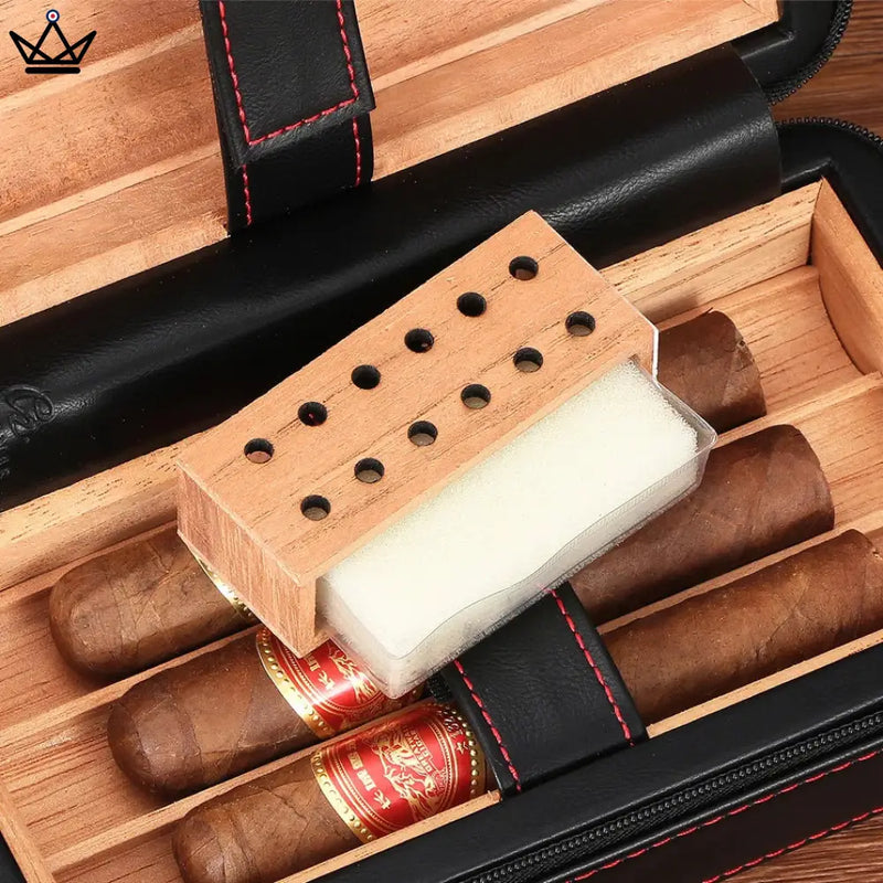 Luxury Leather Travel Cigar Humidor - Elegant & Practical