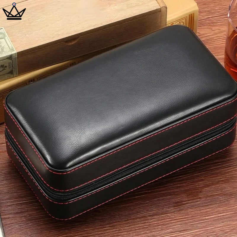 Luxury Leather Travel Cigar Humidor - Elegant & Practical