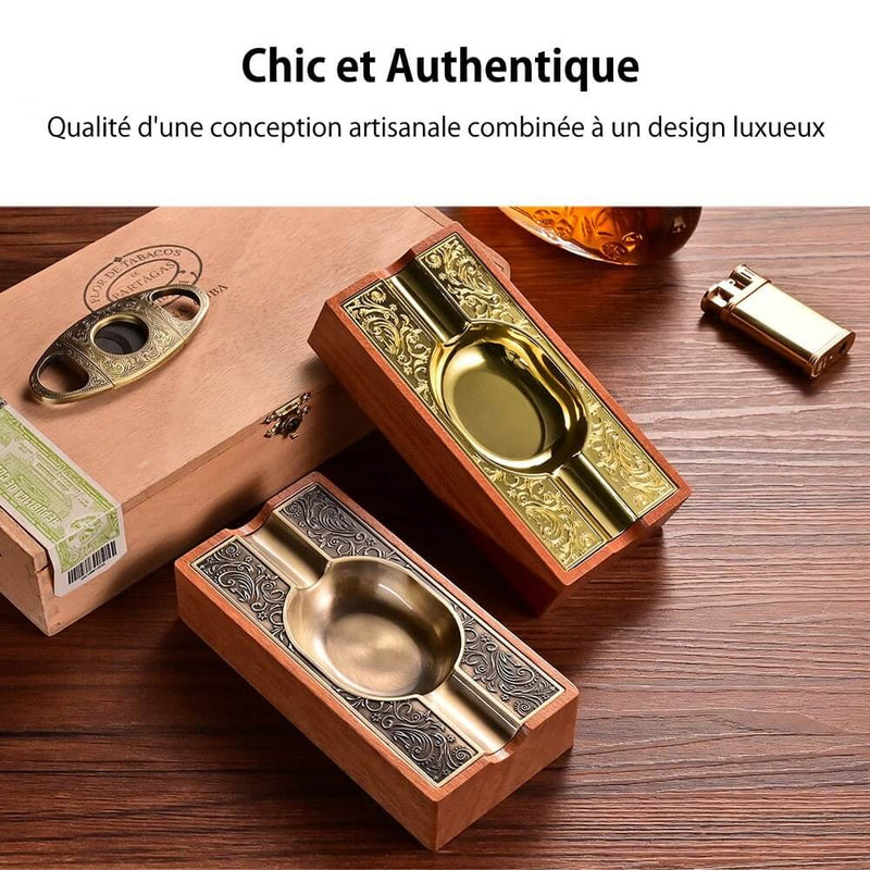 Luxury Wooden Cigar Ashtray with Double Slots