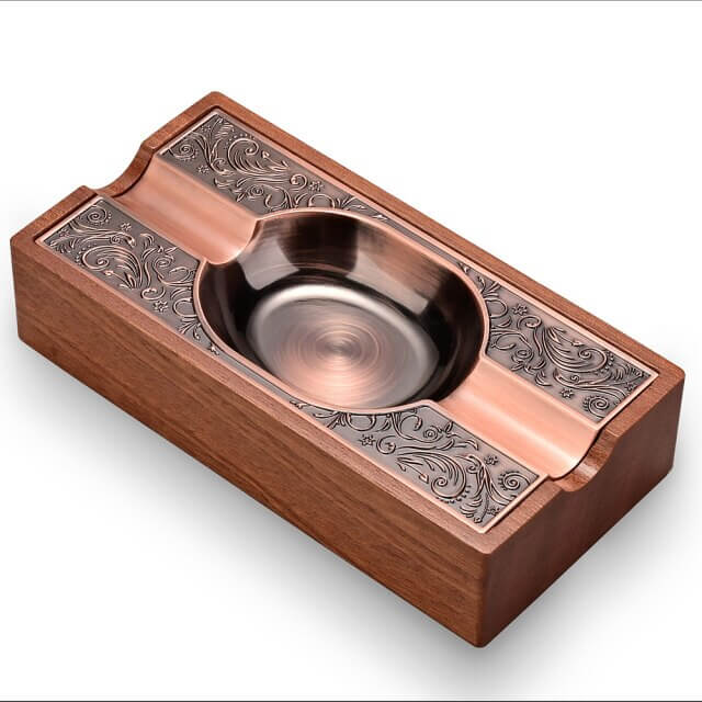 Luxury Wooden Cigar Ashtray with Double Slots