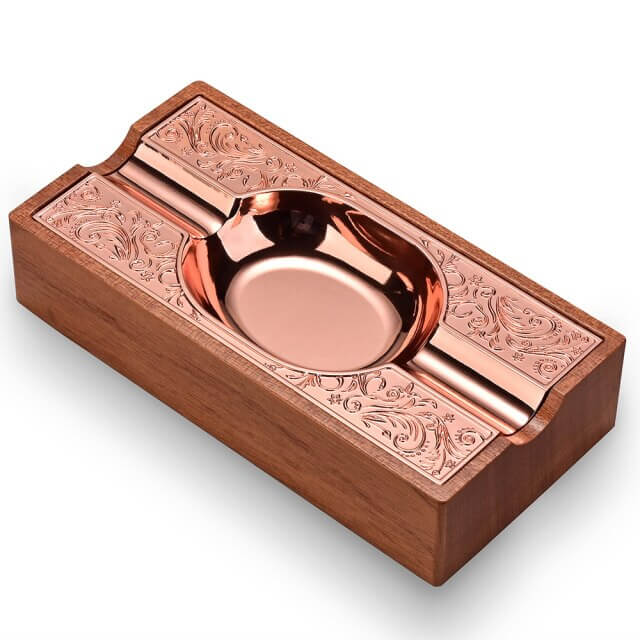 Luxury Wooden Cigar Ashtray with Double Slots