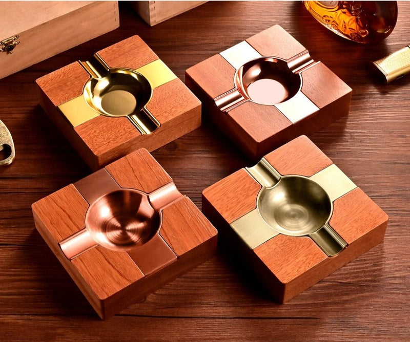 Luxury Wooden Cigar Ashtray - Elegant and Durable