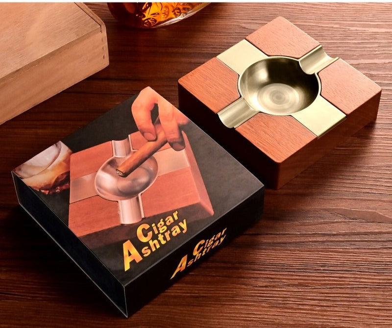 Luxury Wooden Cigar Ashtray - Elegant and Durable