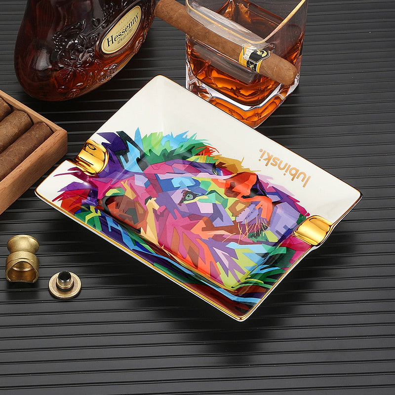 Luxury Ceramic Cigar Ashtray - Unique Artistic Design