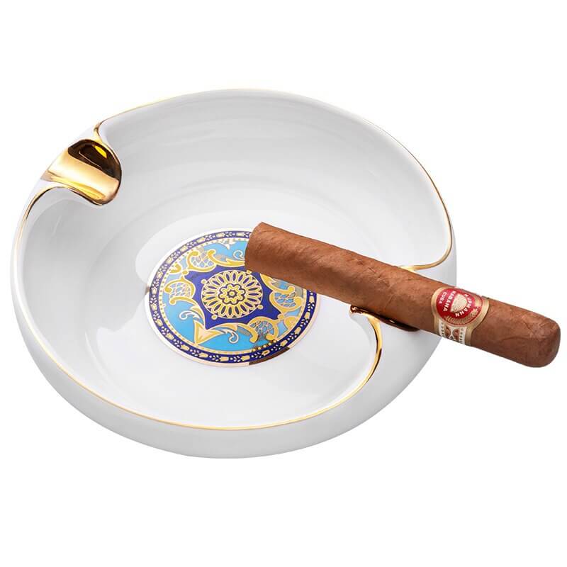 Ceramic Cigar Ashtray - Elegant White Design