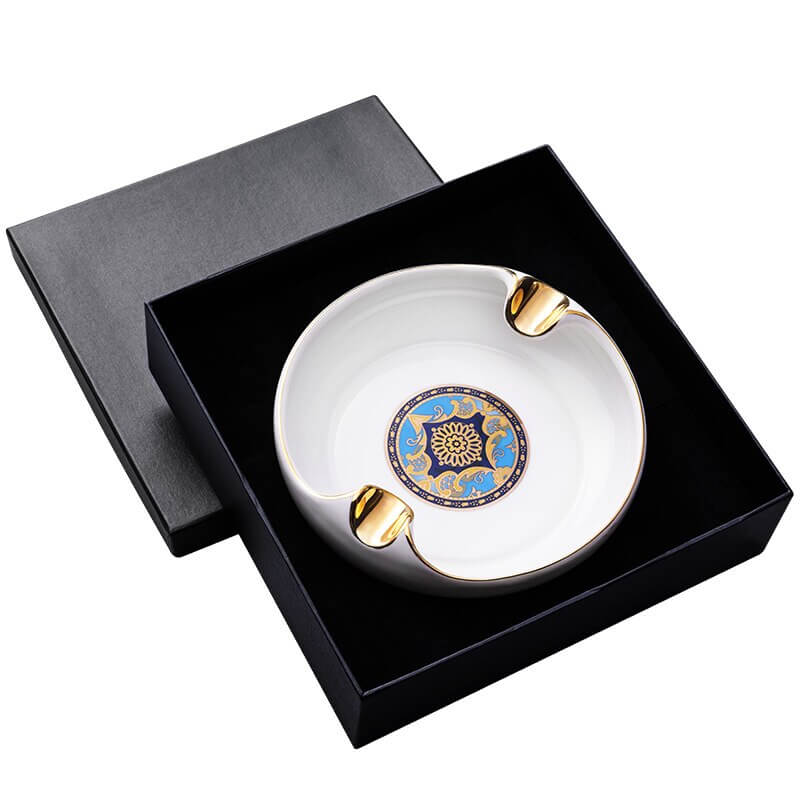 Ceramic Cigar Ashtray - Elegant White Design