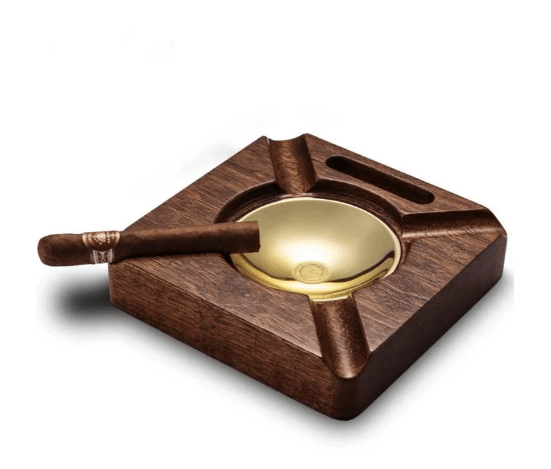 Luxury Cigar Ashtray with Gold Lighter