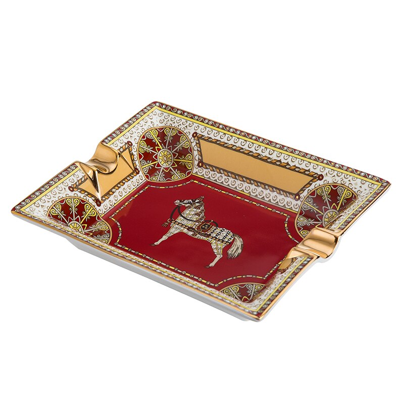 Luxury Equestrian Ceramic Cigar Ashtray - Limited Edition