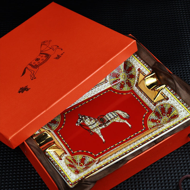 Luxury Equestrian Ceramic Cigar Ashtray - Limited Edition