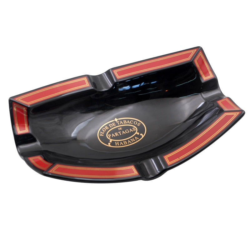 Luxury Ceramic Cigar Ashtray - Elegant Black & Red