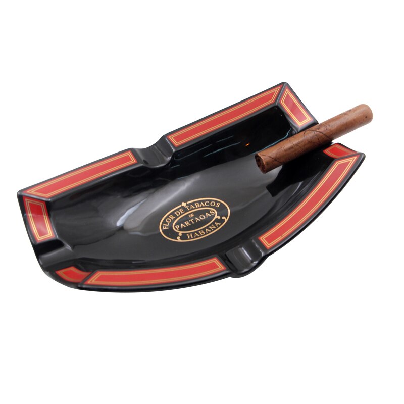 Luxury Ceramic Cigar Ashtray - Elegant Black & Red