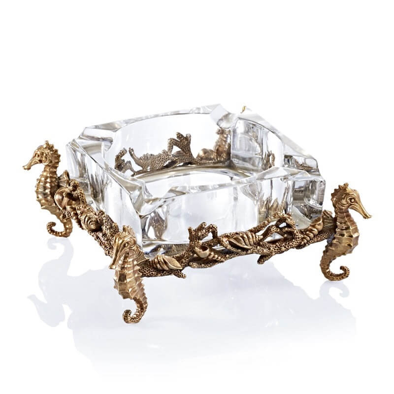 Luxury Crystal & Bronze Imperial Cigar Ashtray