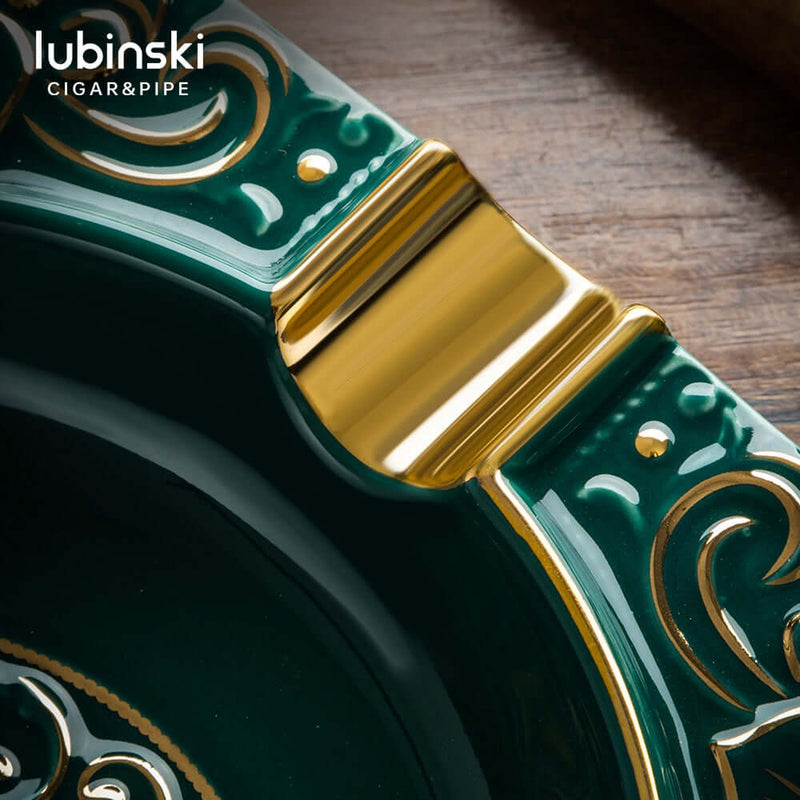 Luxury Green Ceramic Cigar Ashtray - 4 Slots