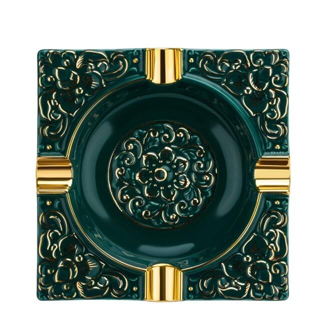 Luxury Green Ceramic Cigar Ashtray - 4 Slots