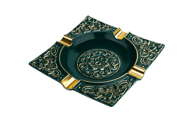 Luxury Green Ceramic Cigar Ashtray - 4 Slots