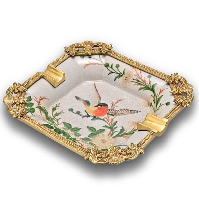 Luxury Porcelain & Bronze Cigar Ashtray - Limited Edition