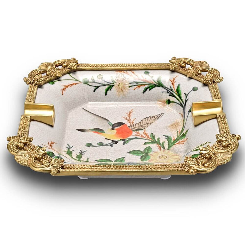 Luxury Porcelain & Bronze Cigar Ashtray - Limited Edition