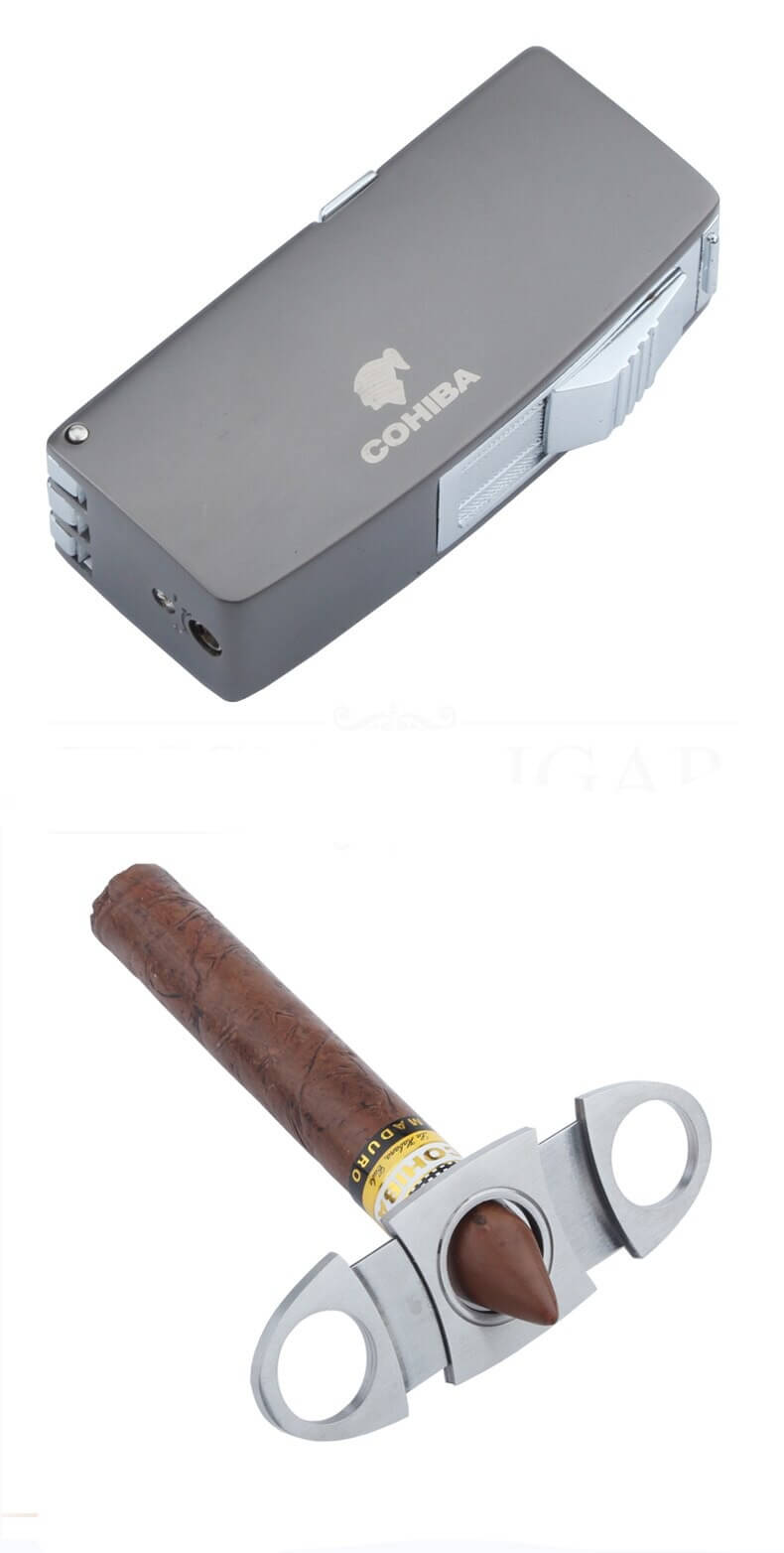 Luxury Cigar Gift Box: Cutter & Storm Lighter Set