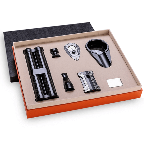 Luxury Carbon Cigar Gift Box: Complete Humidor Set