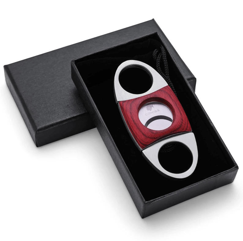 Luxury Red Wood Cigar Cutter - Premium Accessory