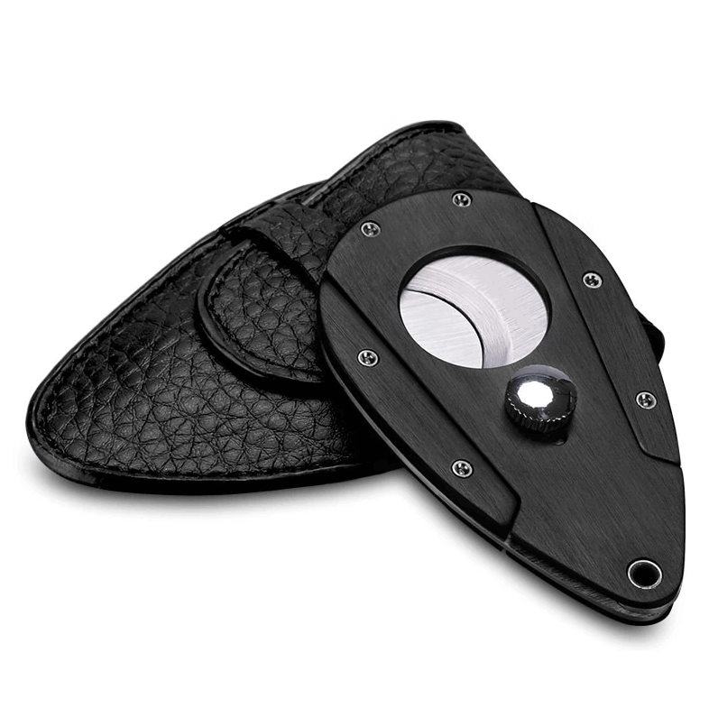 Luxury Double Blade Cigar Cutter in Black Steel