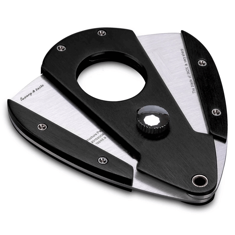 Luxury Double Blade Cigar Cutter in Black Steel