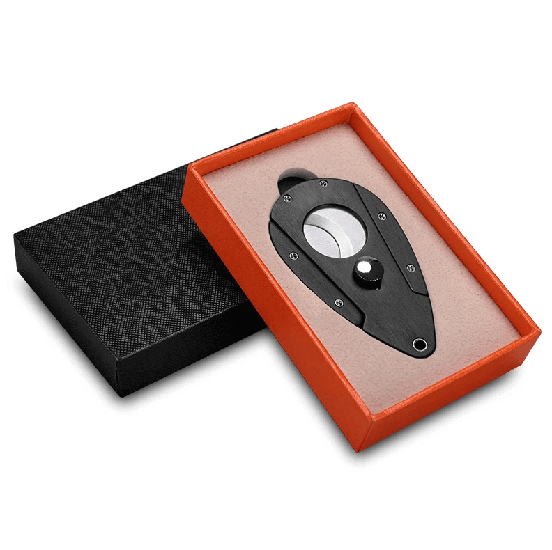 Luxury Double Blade Cigar Cutter in Black Steel