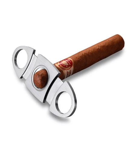 Luxury Double Blade Cigar Cutter - Silver Edition