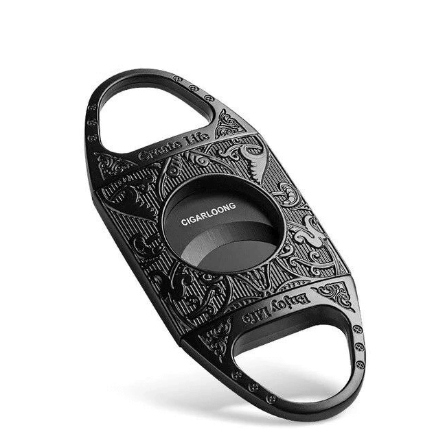 Premium Double Blade Engraved Steel Cigar Cutter