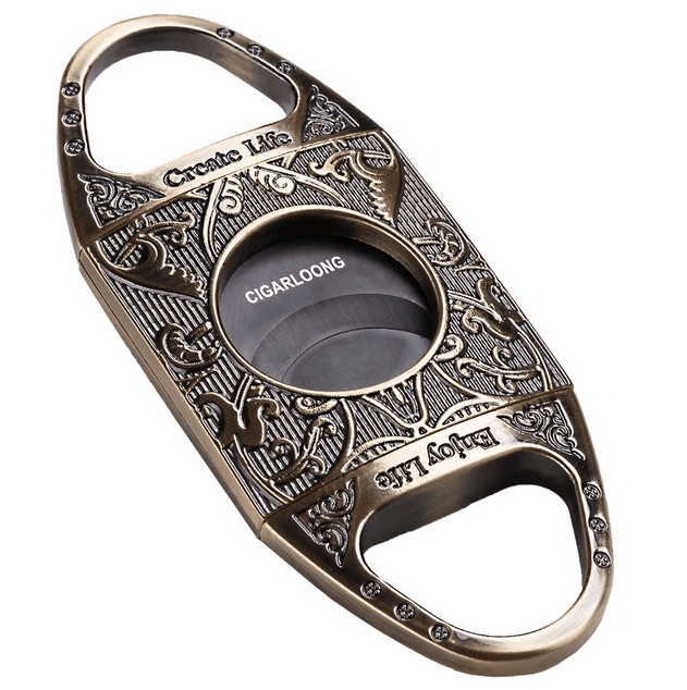 Premium Double Blade Engraved Steel Cigar Cutter