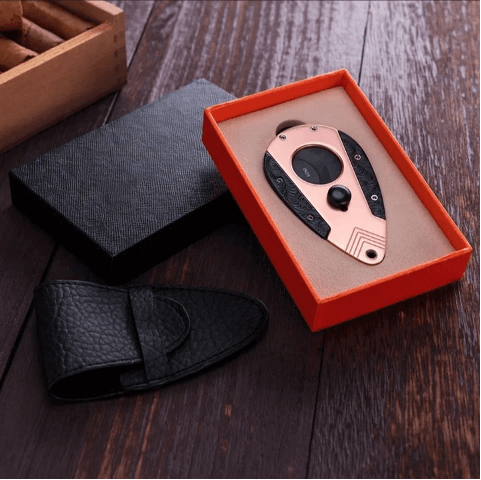 Rose Titanium Double Blade Cigar Cutter