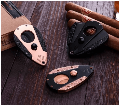 Rose Titanium Double Blade Cigar Cutter