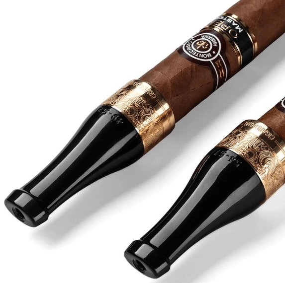 Luxury Cigar Tip in Copper and Resin - Black & Gold