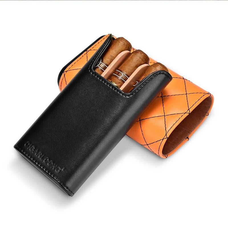 Travel Cigar Humidor - Cedar Lined Leather Case