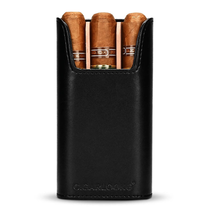 Travel Cigar Humidor - Cedar Lined Leather Case