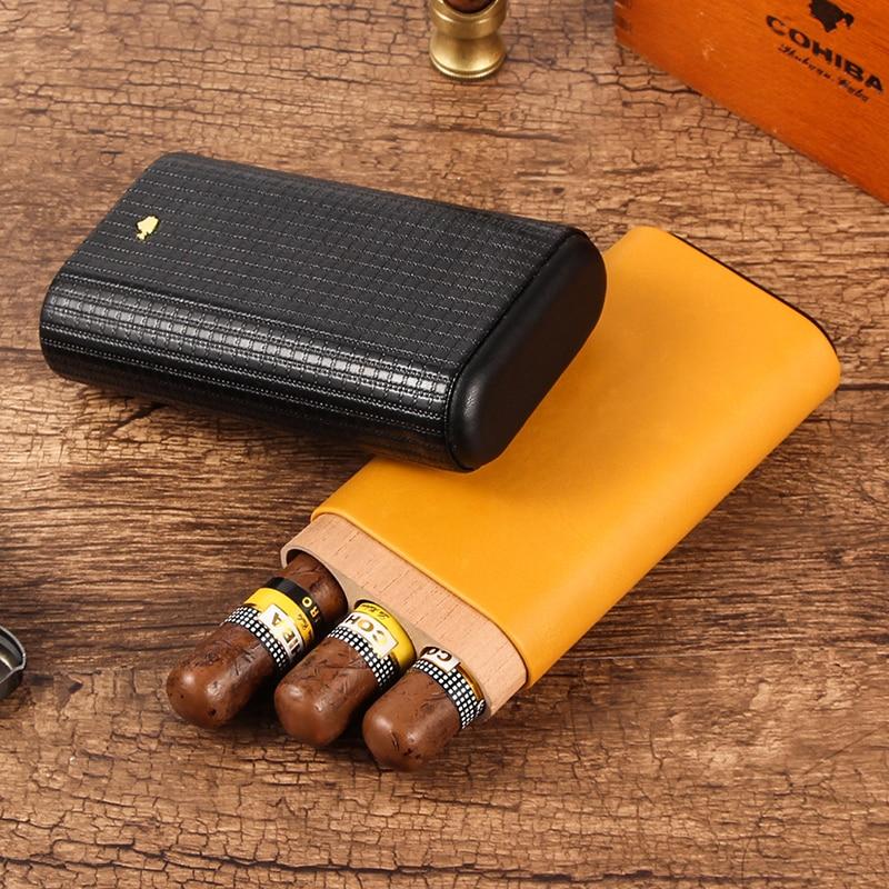 Luxury Leather Cigar Case with Cedar Wood Interior