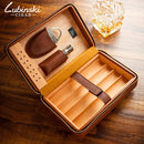 Elegant Wood & Leather Cigar Humidor Box