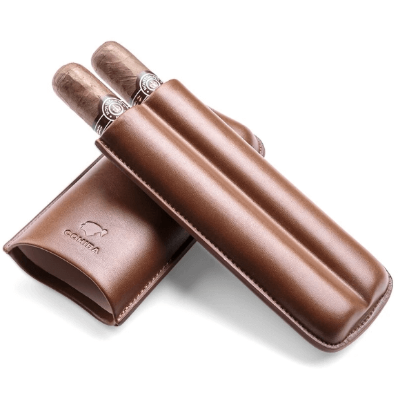 Travel Cigar Humidor Box - Premium Brown Leather